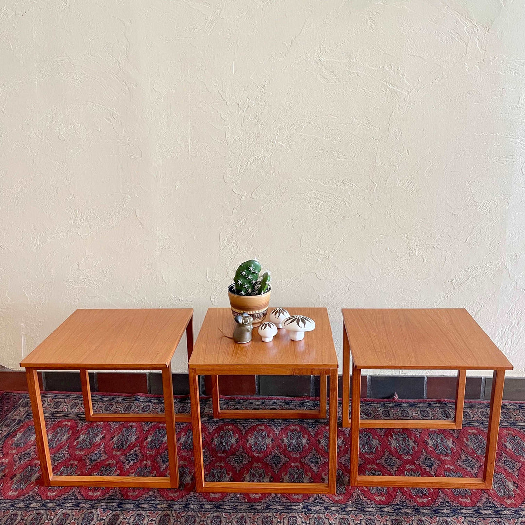 Three Teak Kai Kristiansen Cube Nesting Tables