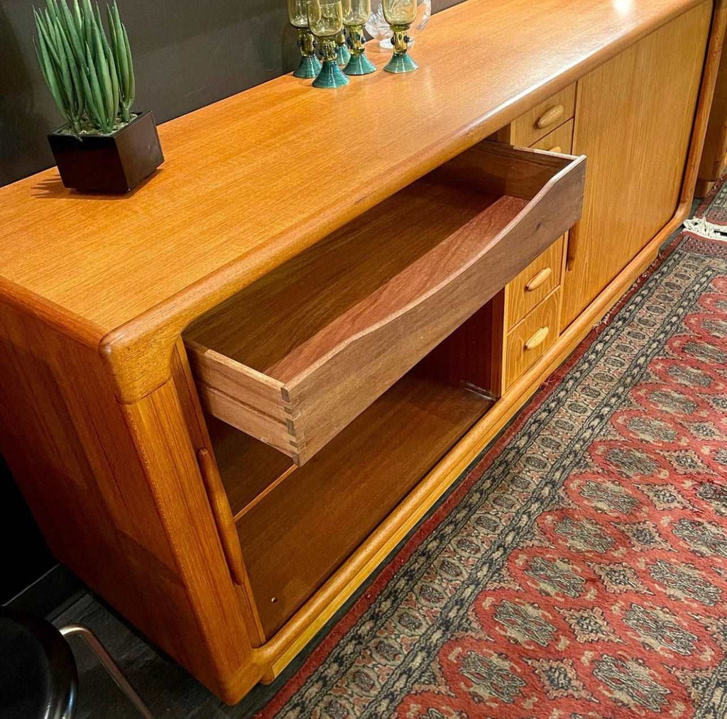 DYRLUND Teak Credenza/Dresser With Sliding Tambour Doors  
