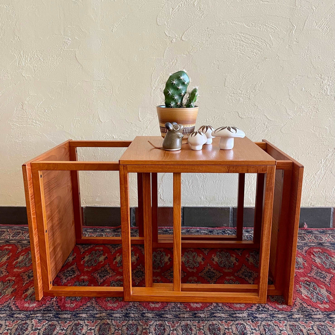 Three Teak Kai Kristiansen Cube Nesting Tables