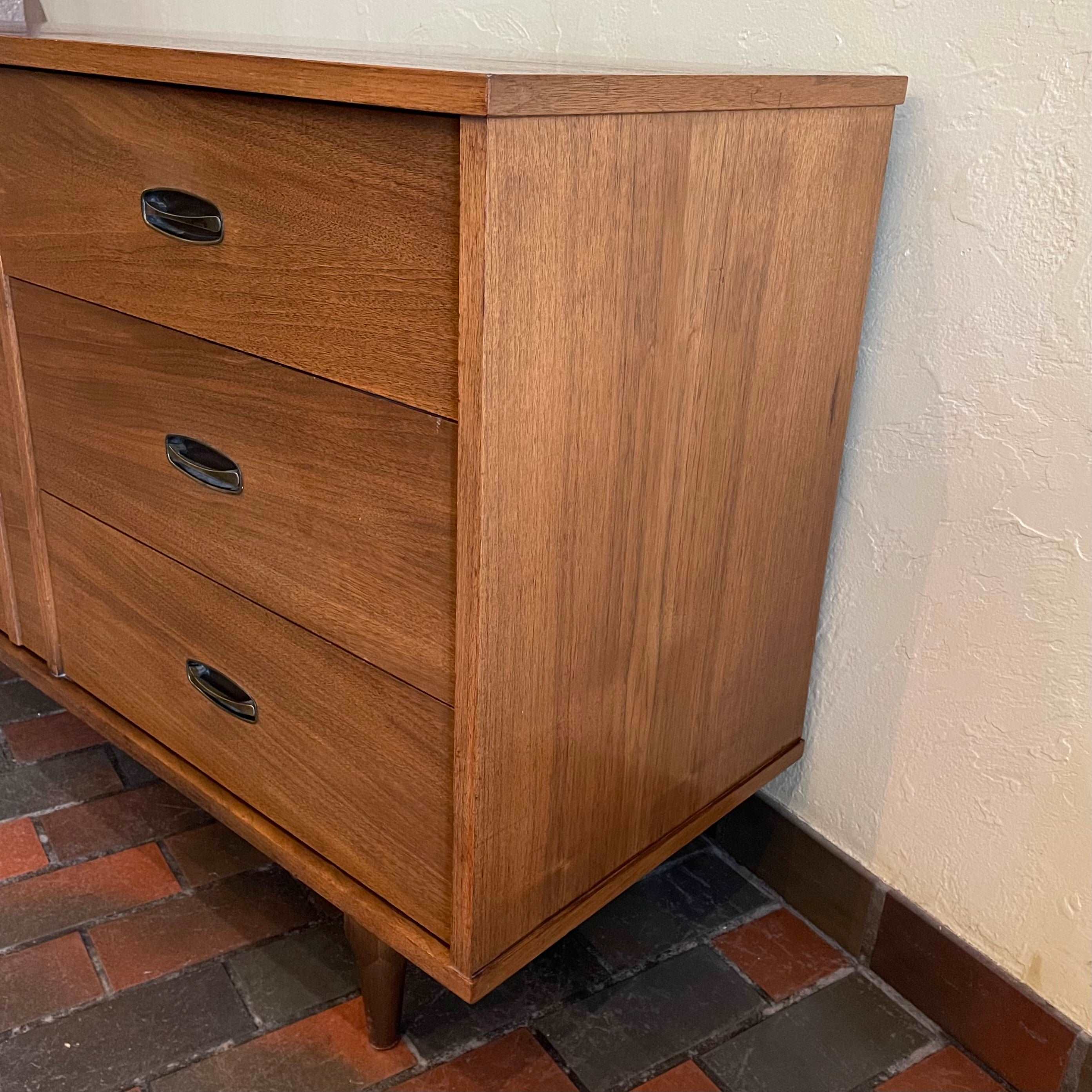 KRUG Walnut Dresser with Metal Pulls - Mr. Mansfield Vintage