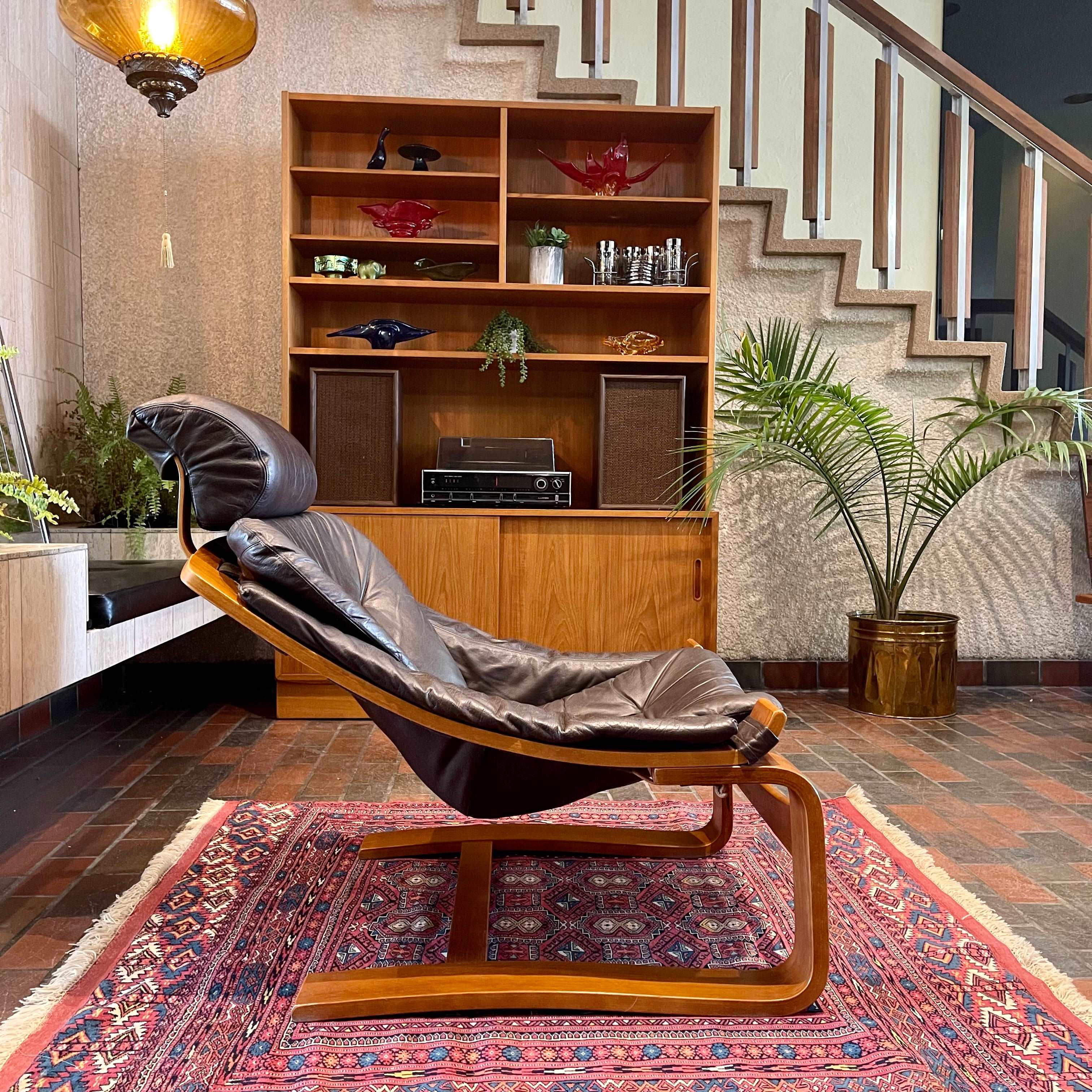 1970s Swedish Leather KROKEN Lounge Chair + Ottoman by Åke Fribytter for Nelo - Mr. Mansfield Vintage