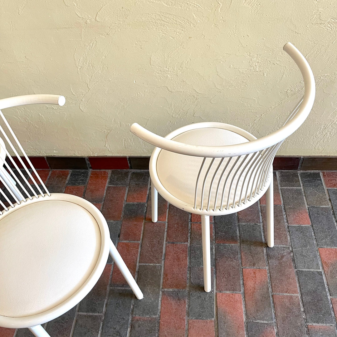 1980s Postmodern White Enameled Metal Chairs