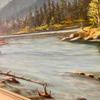 SOLD - Vintage Wilhelm Magnussen Raade Painting of River and Mountains