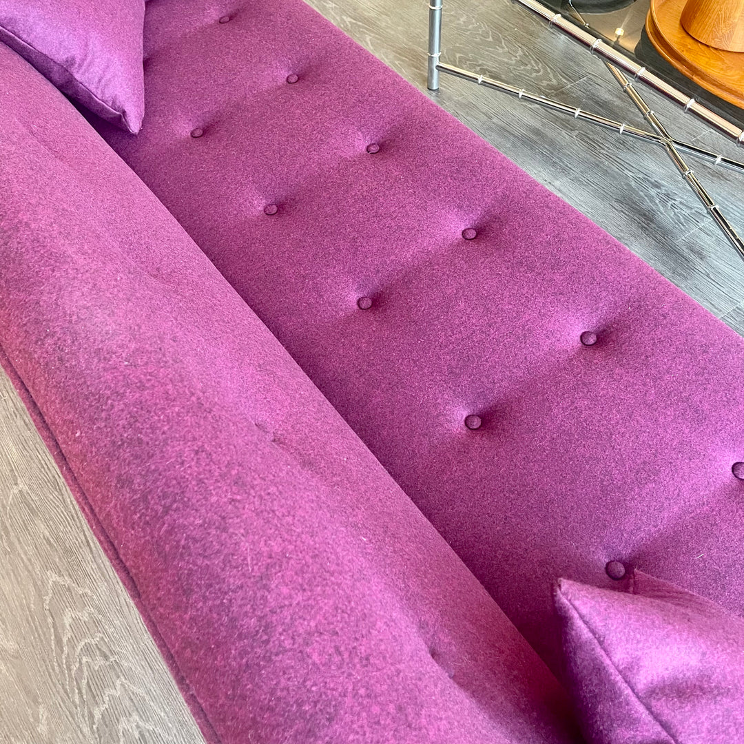 BARRYMORE Vintage Reupholstered Sofa with Purple Maharam Fabric