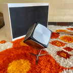 White and aluminum Space Age Hi-Fi Studio 550 Alltransistor Made in Germany “Troika Kub” speakers, base box, turntable and radio. Mr. Mansfield Vintage  