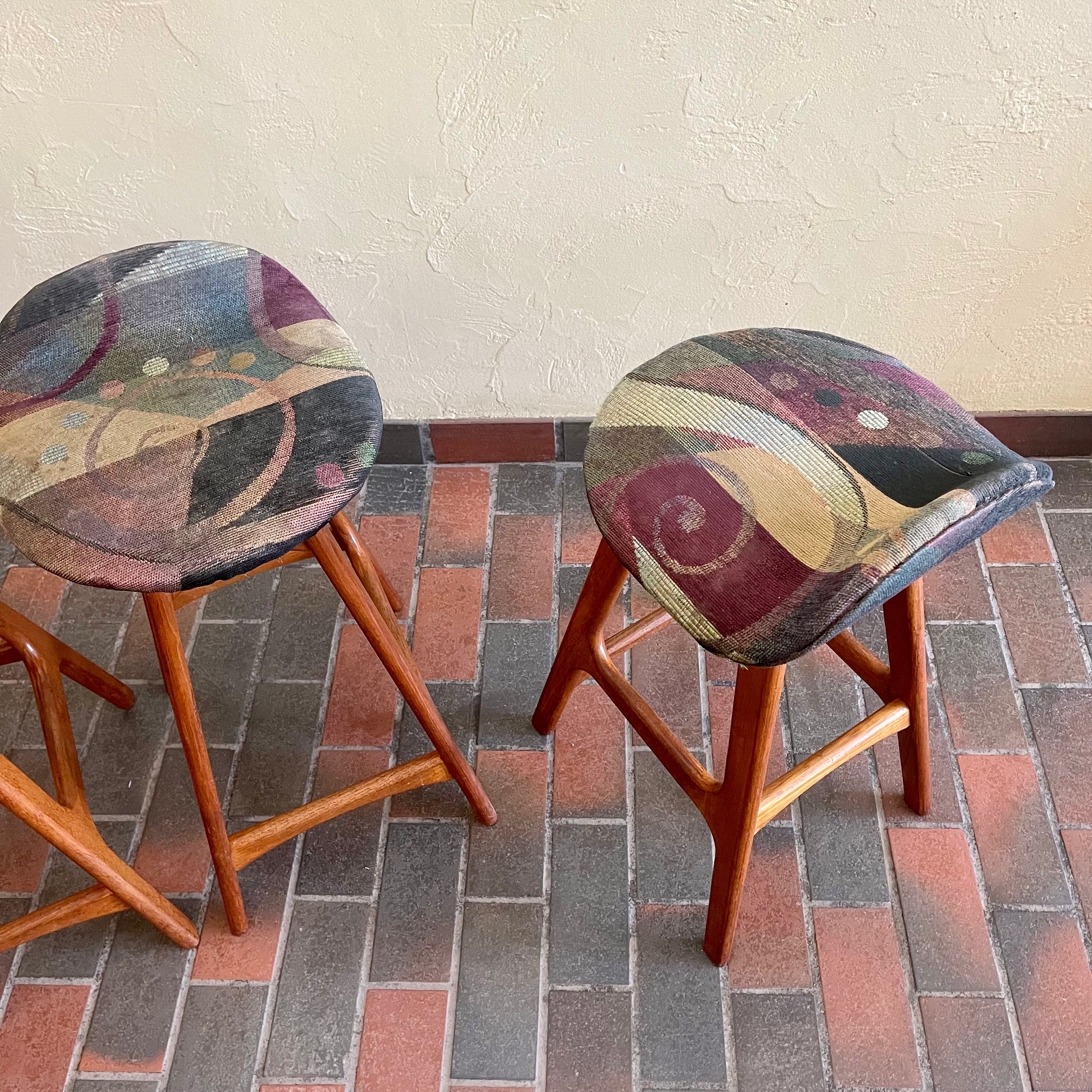 Three Counter Height Vintage Danish Teak Bar Stools by Erik Buch | Mr. Mansfield Vintage