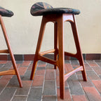 Three Counter Height Vintage Danish Teak Bar Stools by Erik Buch | Mr. Mansfield Vintage