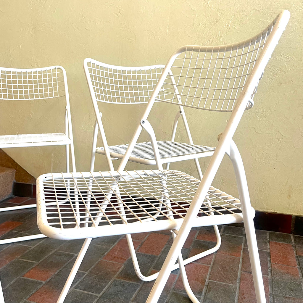 Vintage Ted Net Metal Folding Chairs by Niels Gammelgaard for Ikea, Set of 4