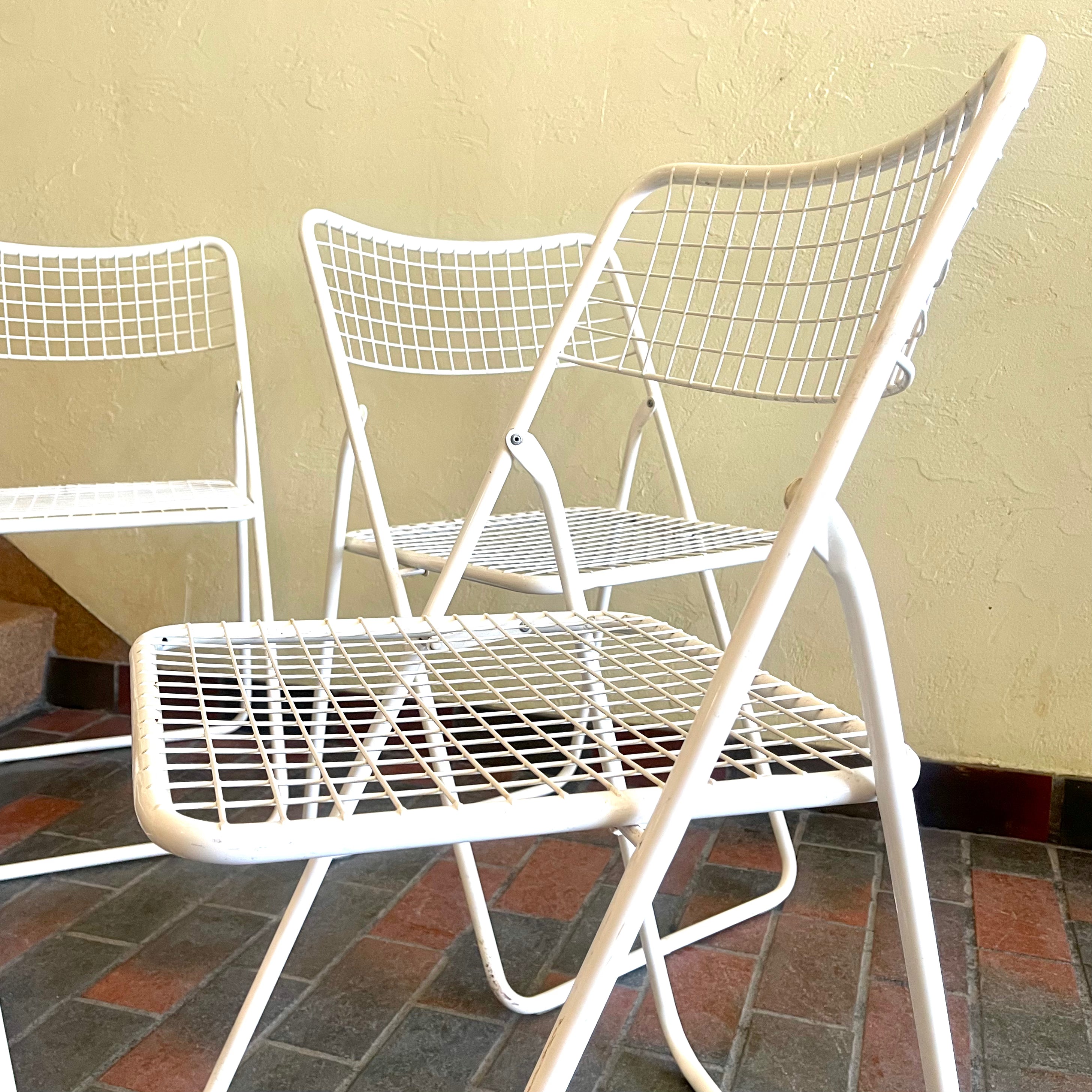 Vintage Ted Net Metal Folding Chairs by Niels Gammelgaard for Ikea, Set of 4
