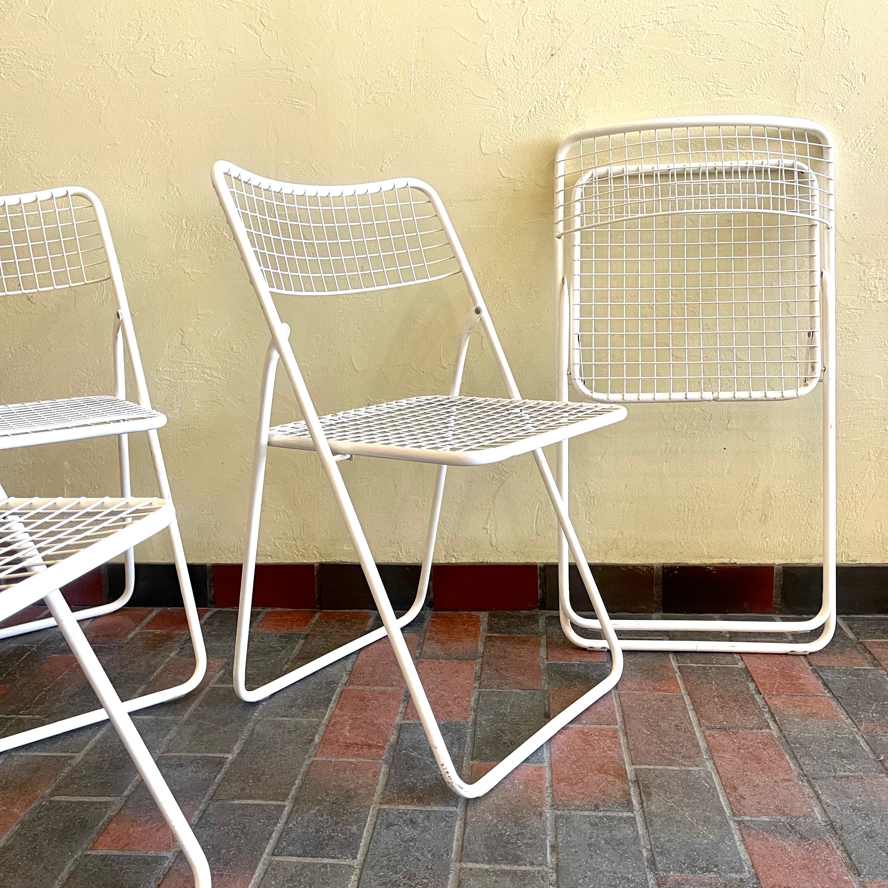 Vintage Ted Net Metal Folding Chairs by Niels Gammelgaard for Ikea, Set of 4