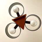 Mid-century Modern Teak and Smoky Black Lucite Ceiling Light