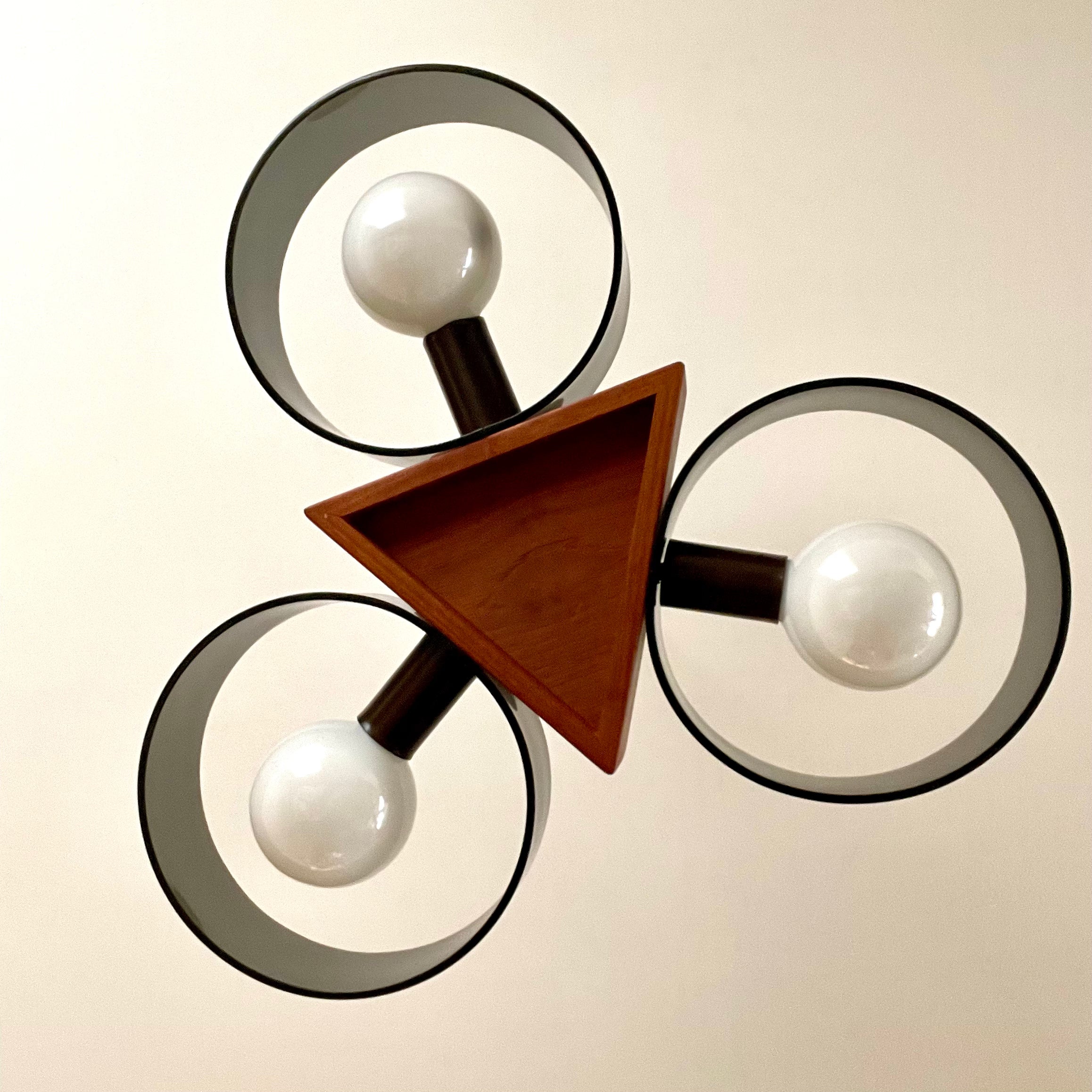 Mid-century Modern Teak and Smoky Black Lucite Ceiling Light