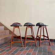 Three Counter Height Vintage Danish Teak Bar Stools by Erik Buch | Mr. Mansfield Vintage