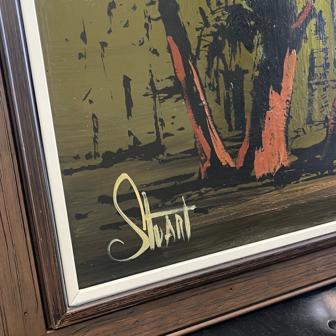 Vintage Spanish Art Scene Painting by STUART