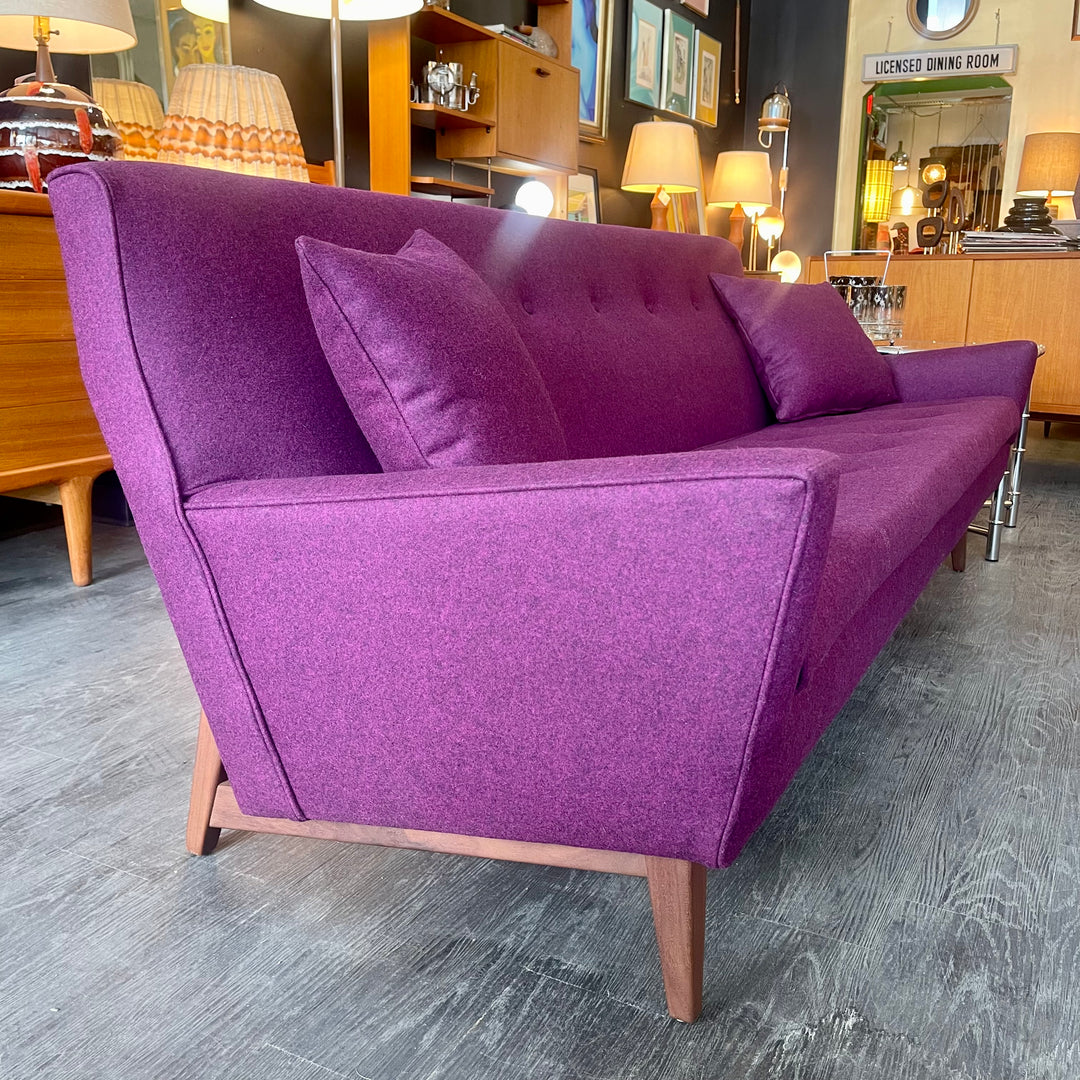 BARRYMORE Vintage Reupholstered Sofa with Purple Maharam Fabric