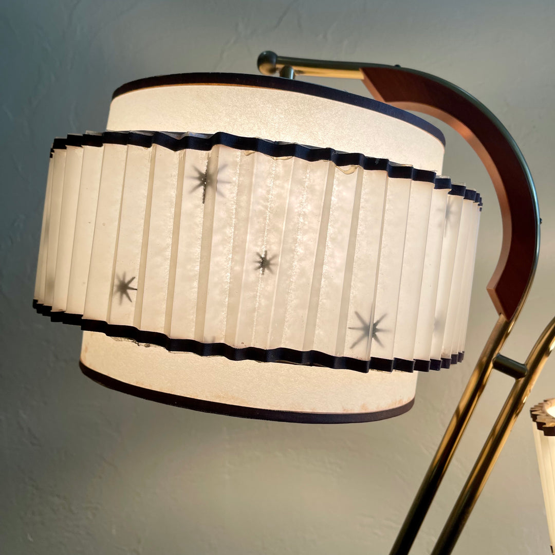Midcentury Atomic 1950s Lamps with Starburst Pattern Shades Mr. Mansfield Vintage