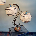 Midcentury Atomic 1950s Lamps with Starburst Pattern Shades Mr. Mansfield Vintage