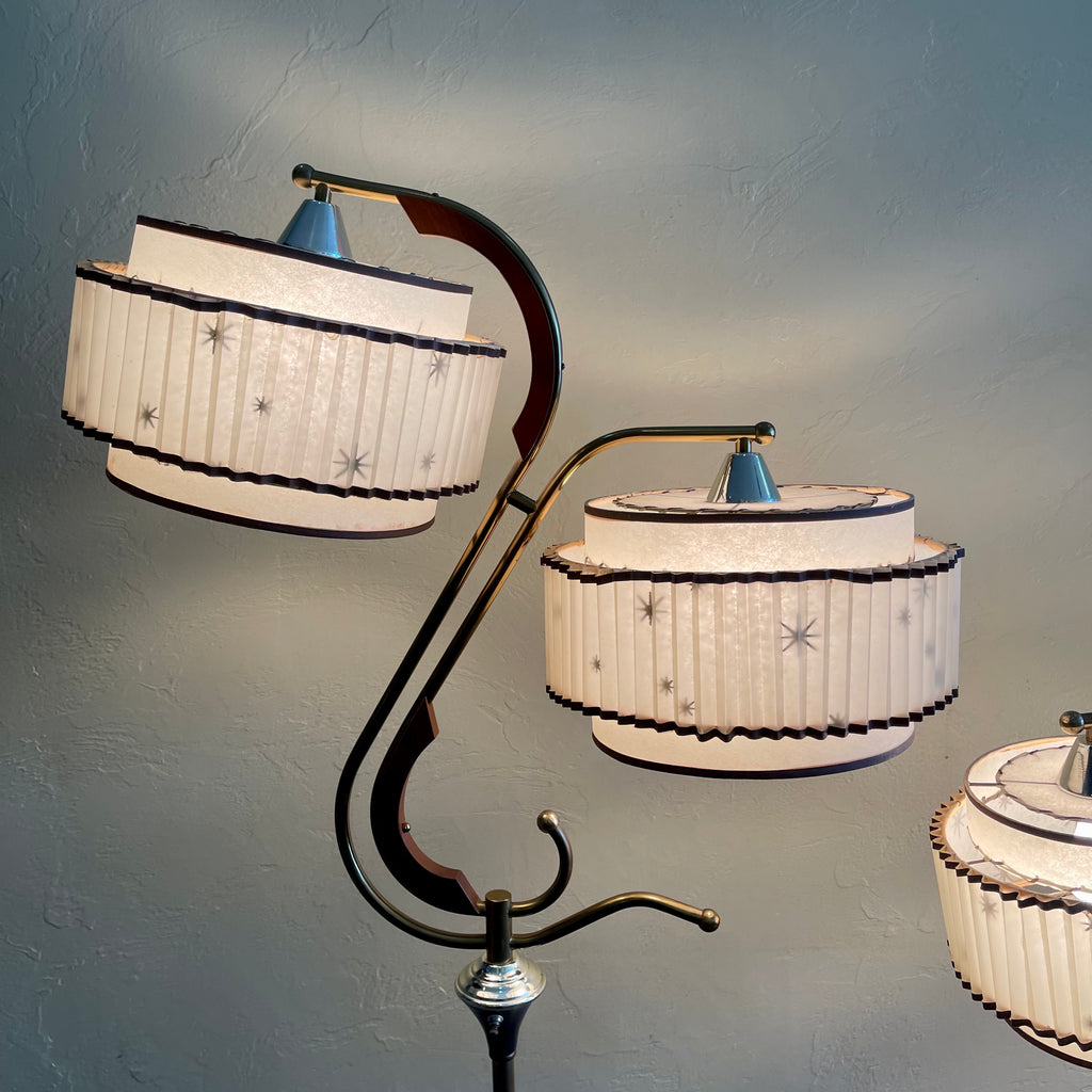 Midcentury Atomic 1950s Lamps with Starburst Pattern Shades Mr. Mansfield Vintage