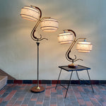 Load image into Gallery viewer, Midcentury Atomic 1950s Lamps with Starburst Pattern Shades Mr. Mansfield Vintage