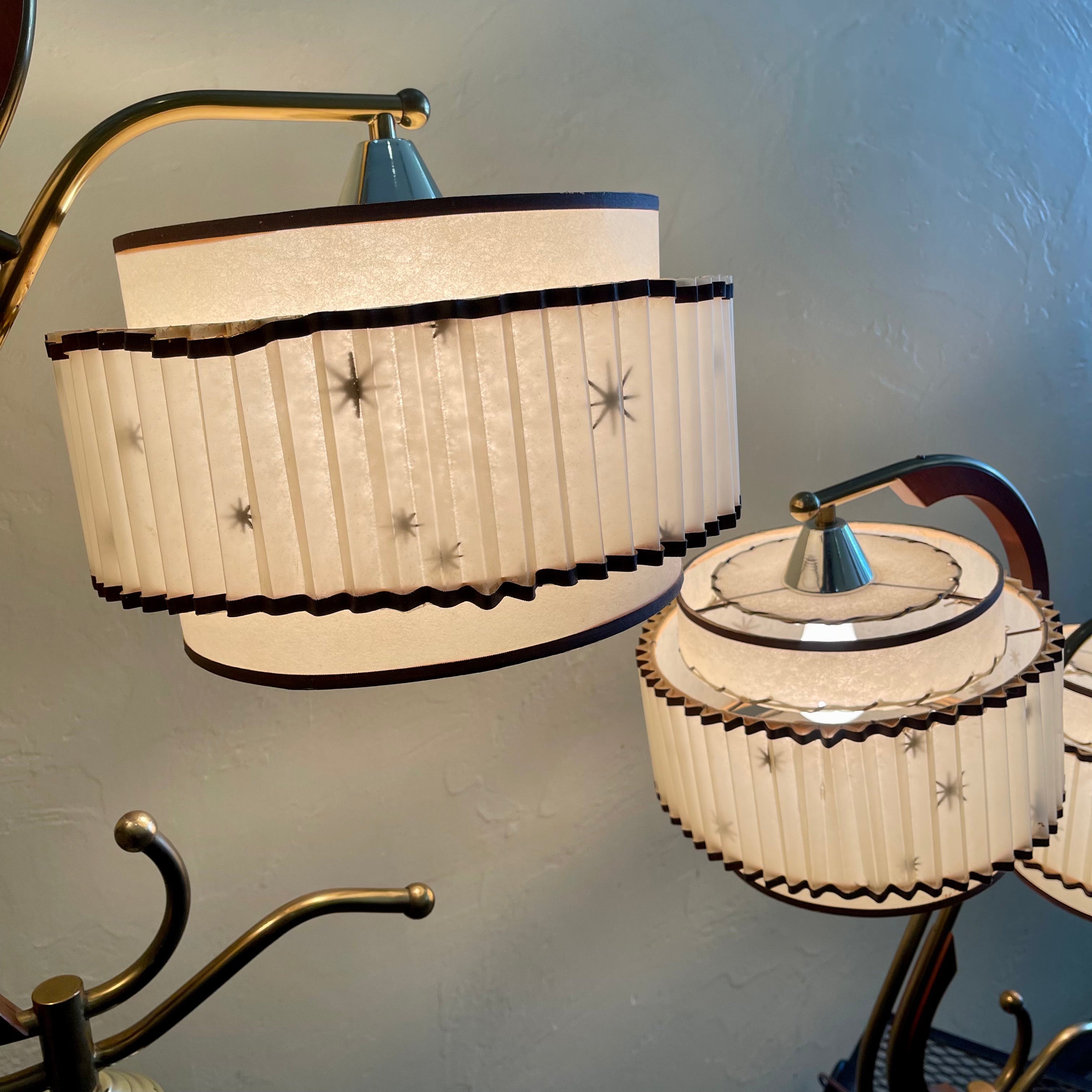 Midcentury Atomic 1950s Lamps with Starburst Pattern Shades Mr. Mansfield Vintage