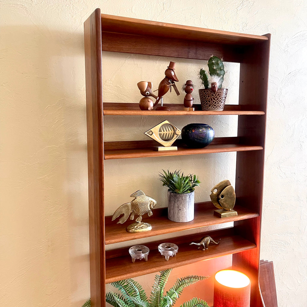 Vintage Walnut Display Bookshelf