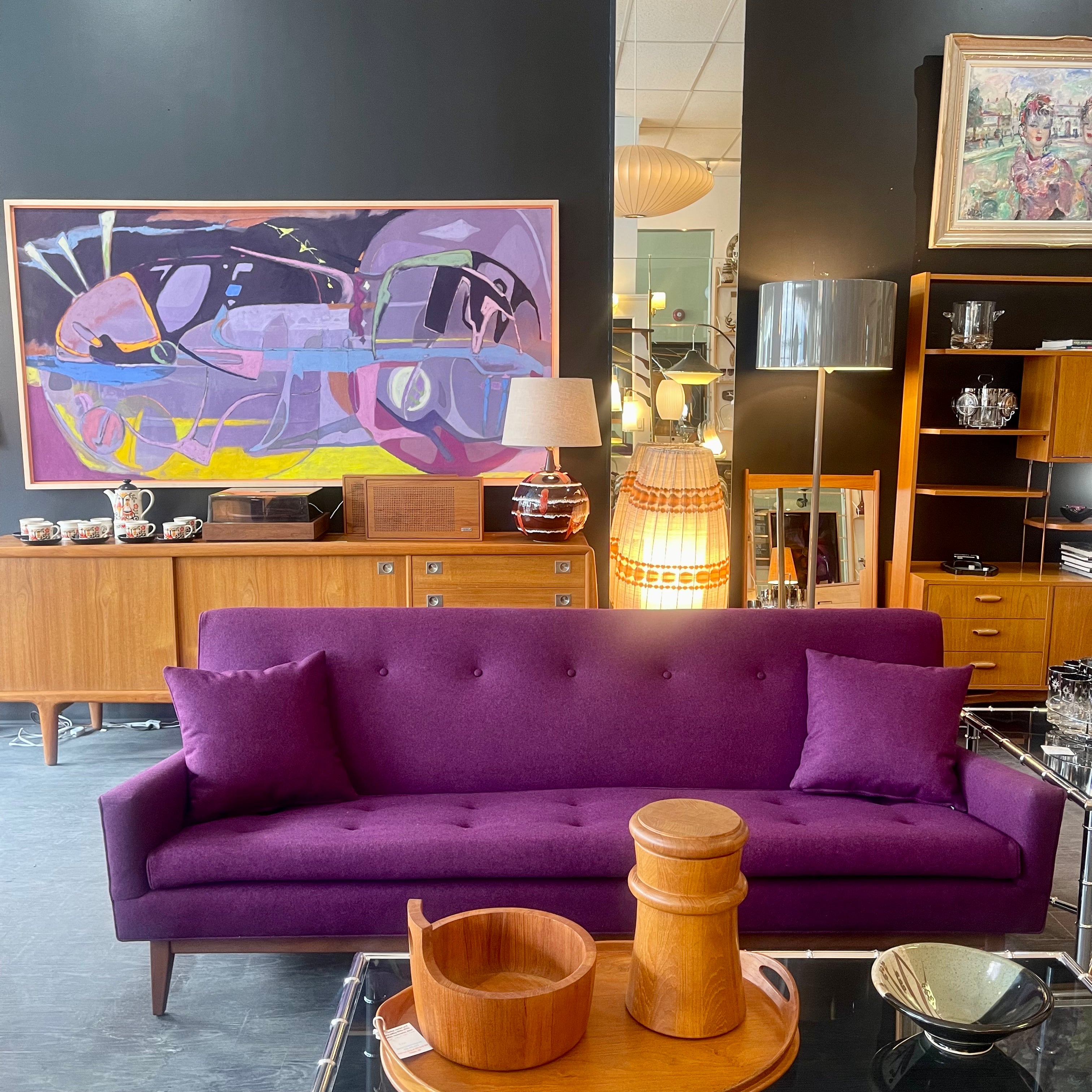 BARRYMORE Vintage Reupholstered Sofa with Purple Maharam Fabric