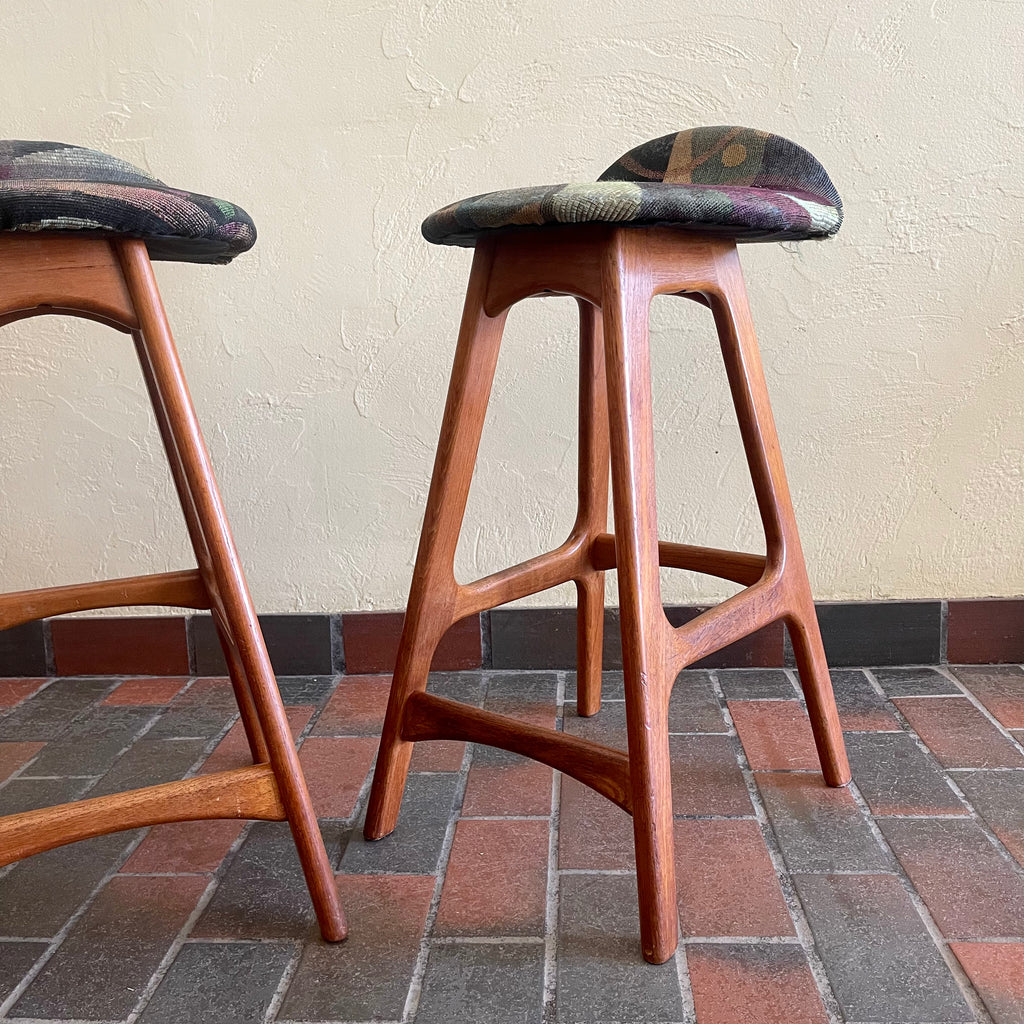 Three Counter Height Vintage Danish Teak Bar Stools by Erik Buch | Mr. Mansfield Vintage