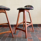 Three Counter Height Vintage Danish Teak Bar Stools by Erik Buch | Mr. Mansfield Vintage