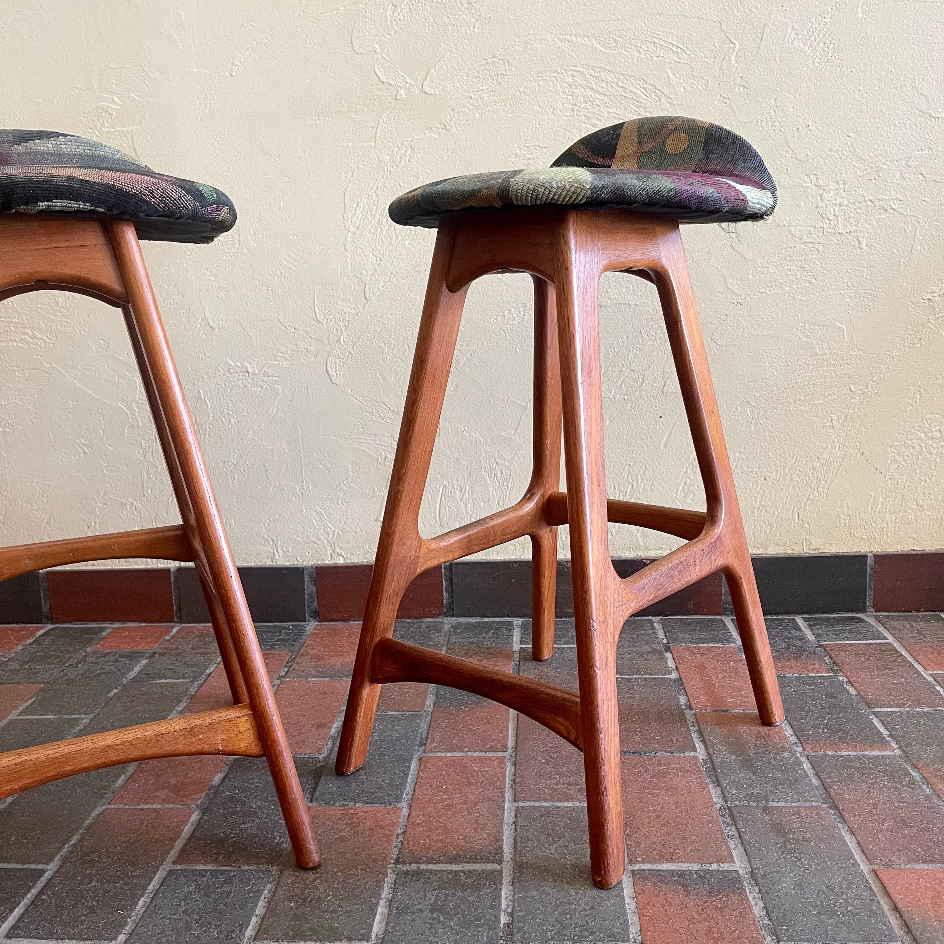 Three Counter Height Vintage Danish Teak Bar Stools by Erik Buch | Mr. Mansfield Vintage