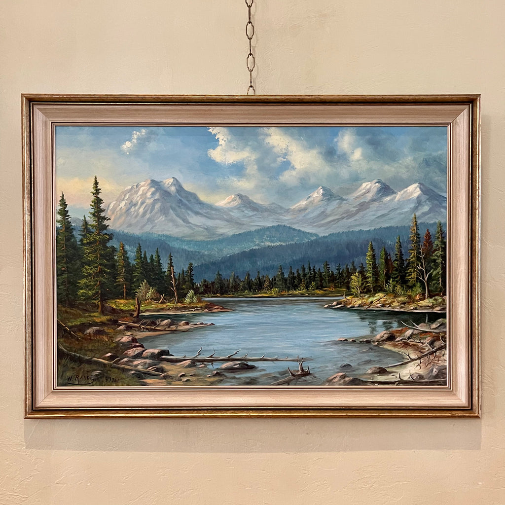 SOLD - Vintage Wilhelm Magnussen Raade Painting of River and Mountains