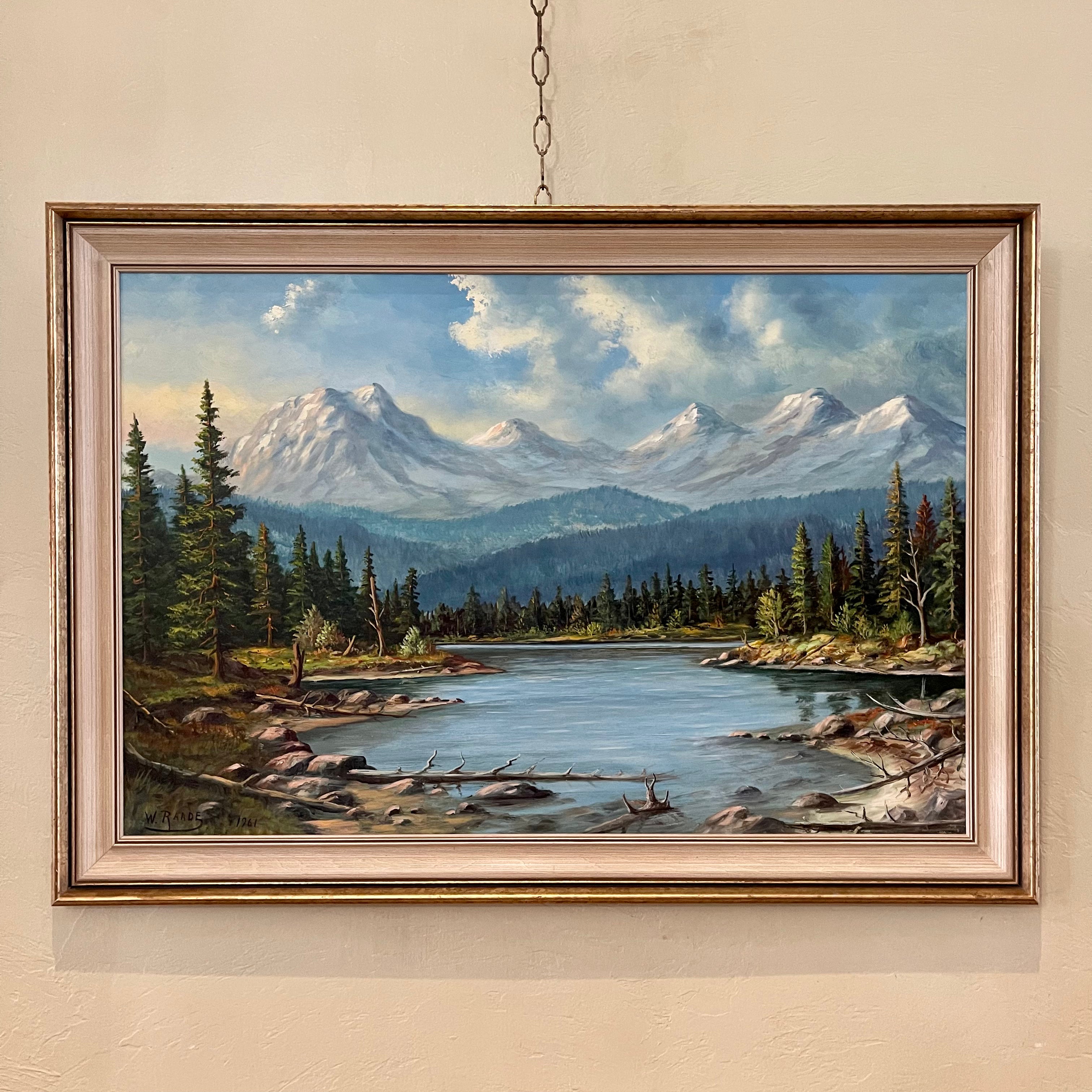 SOLD - Vintage Wilhelm Magnussen Raade Painting of River and Mountains