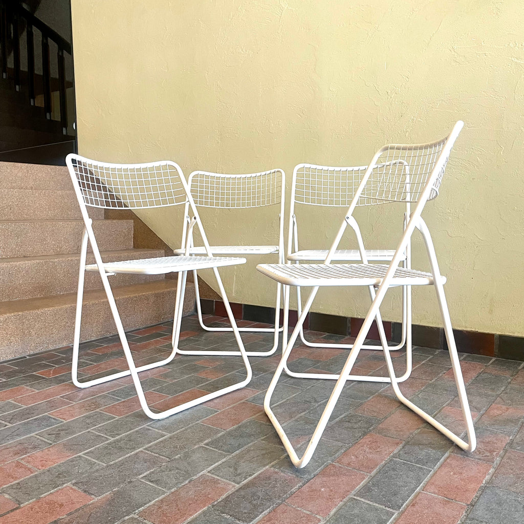 Vintage Ted Net Metal Folding Chairs by Niels Gammelgaard for Ikea, Set of 4