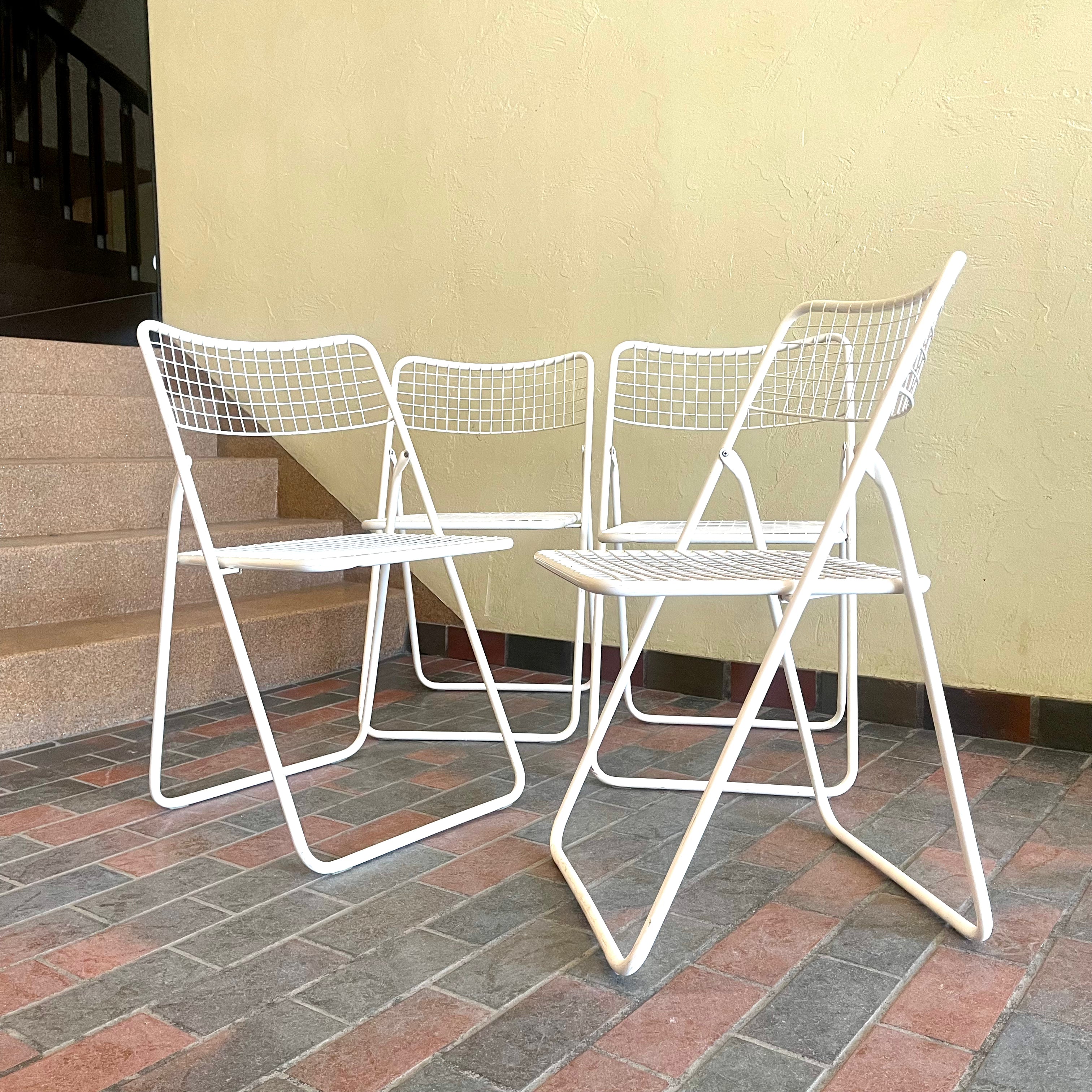 Vintage Ted Net Metal Folding Chairs by Niels Gammelgaard for Ikea, Set of 4