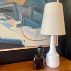 White Mid Century LOTTE Lamp with orginal fiberglass and jute string shade| Mr. Mansfield Vintage