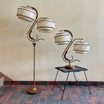 Load image into Gallery viewer, Midcentury Atomic 1950s Lamps with Starburst Pattern Shades Mr. Mansfield Vintage
