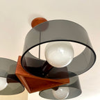 Mid-century Modern Teak and Smoky Black Lucite Ceiling Light