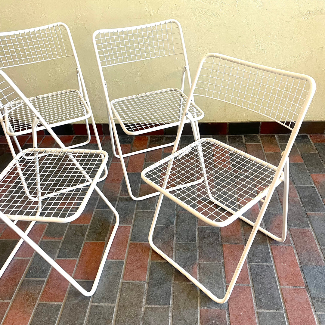 Vintage Ted Net Metal Folding Chairs by Niels Gammelgaard for Ikea, Set of 4