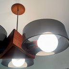 Mid-century Modern Teak and Smoky Black Lucite Ceiling Light