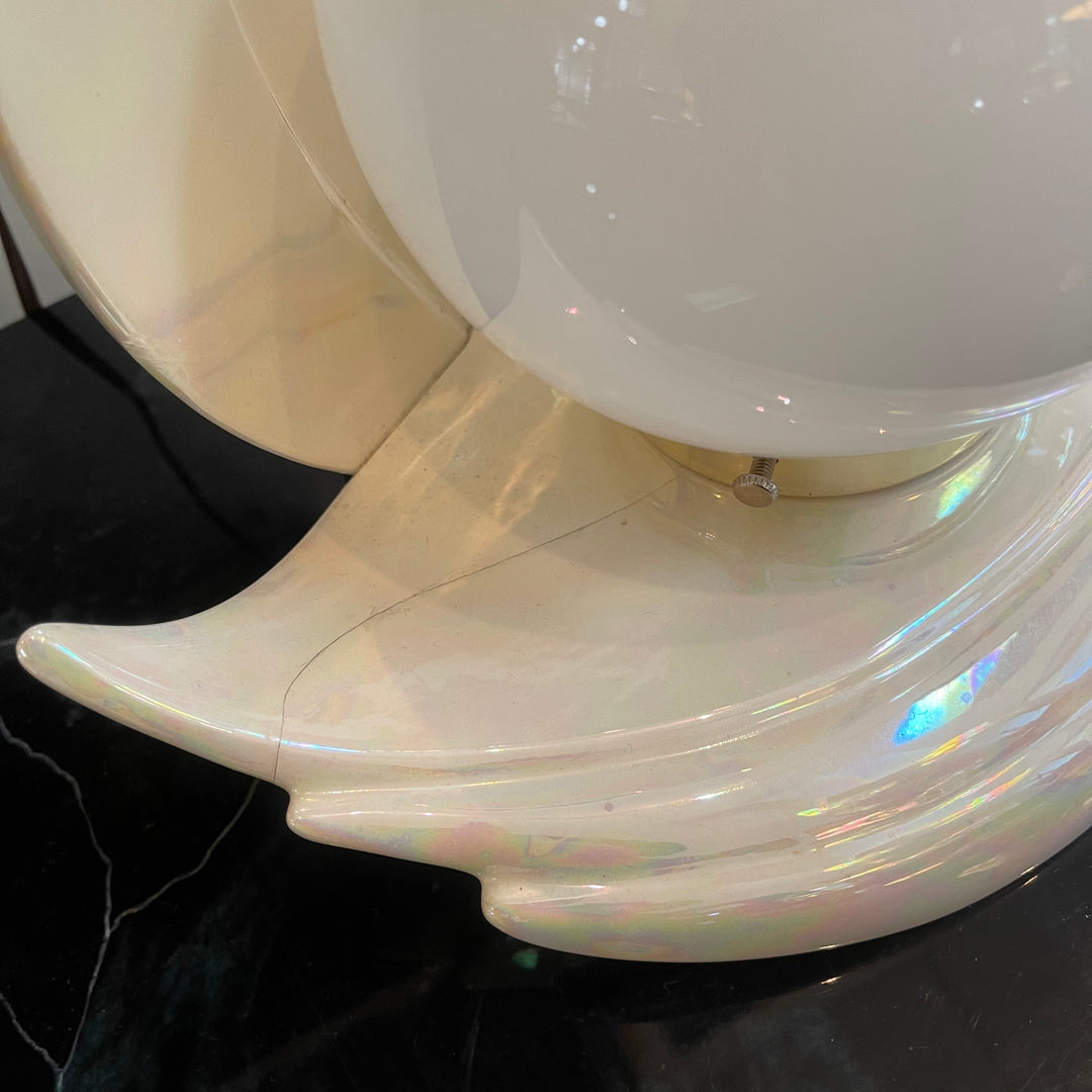 Two Opalescent VITREX Ceramic 80s DECO Table Lamps