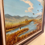 Calgary, Alberta Artist Vintage Wilhelm Magnussen Raade Painting Landing Ducks six ducks landing into a pond 