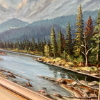 SOLD - Vintage Wilhelm Magnussen Raade Painting of River and Mountains
