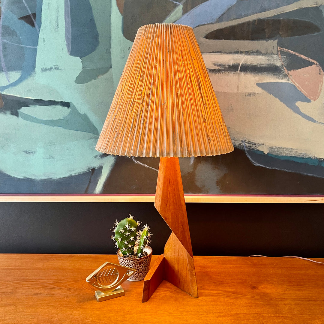 Mid Century Modern Teak Zig Zag Table Lamp | Mr. Mansfield Vintage