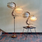 Midcentury Atomic 1950s Lamps with Starburst Pattern Shades Mr. Mansfield Vintage