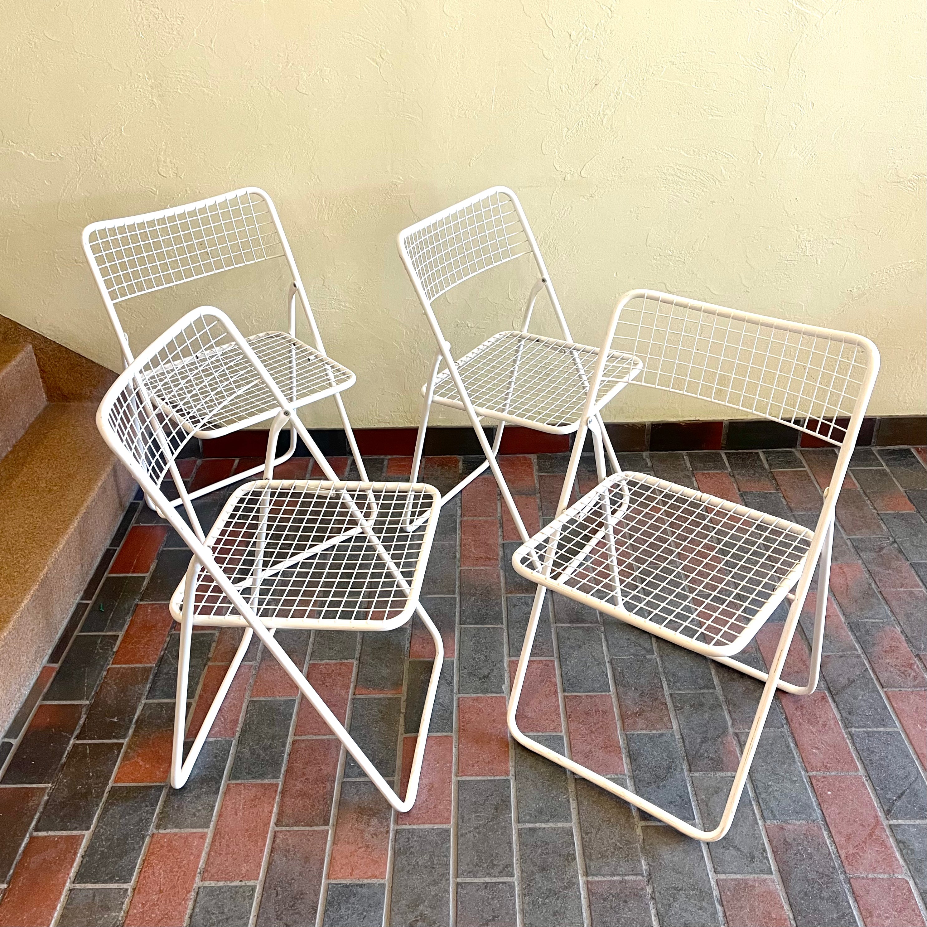 Vintage Ted Net Metal Folding Chairs by Niels Gammelgaard for Ikea, Set of 4