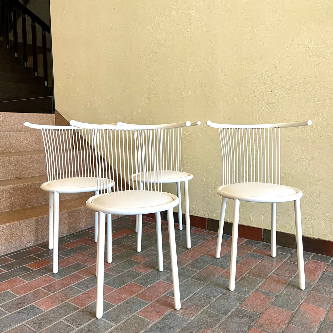 1980s Postmodern White Enameled Metal Chairs