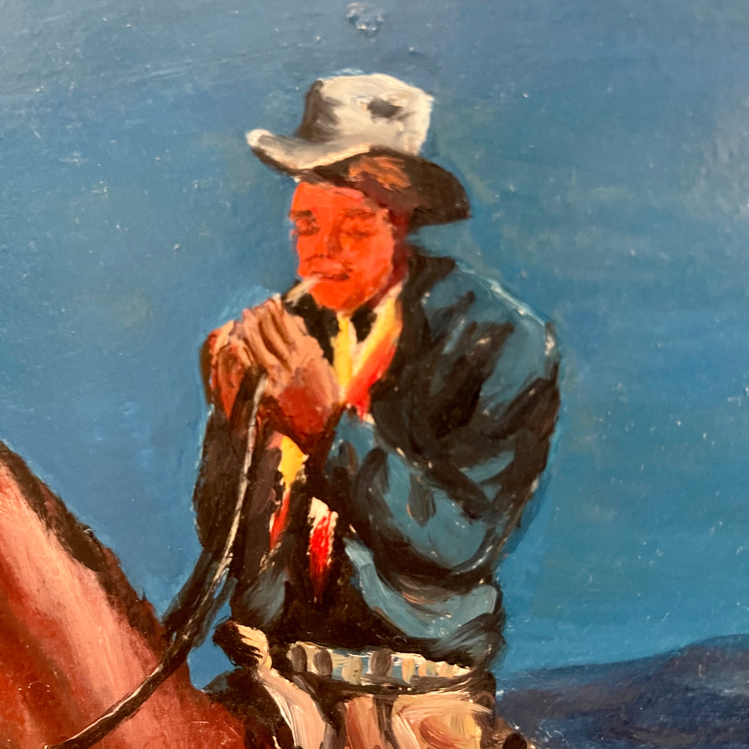Vintage 1968 Wilhelm Magnussen Raade Painting  Smoking Cowboy / Wrangler