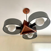 Mid-century Modern Teak and Smoky Black Lucite Ceiling Light