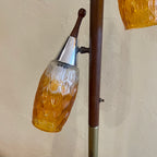 Vintage tension tri-light pole lamp with orange glass shades Mr. Mansfield Vintage