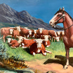 Vintage 1968 Wilhelm Magnussen Raade Painting  Smoking Cowboy / Wrangler