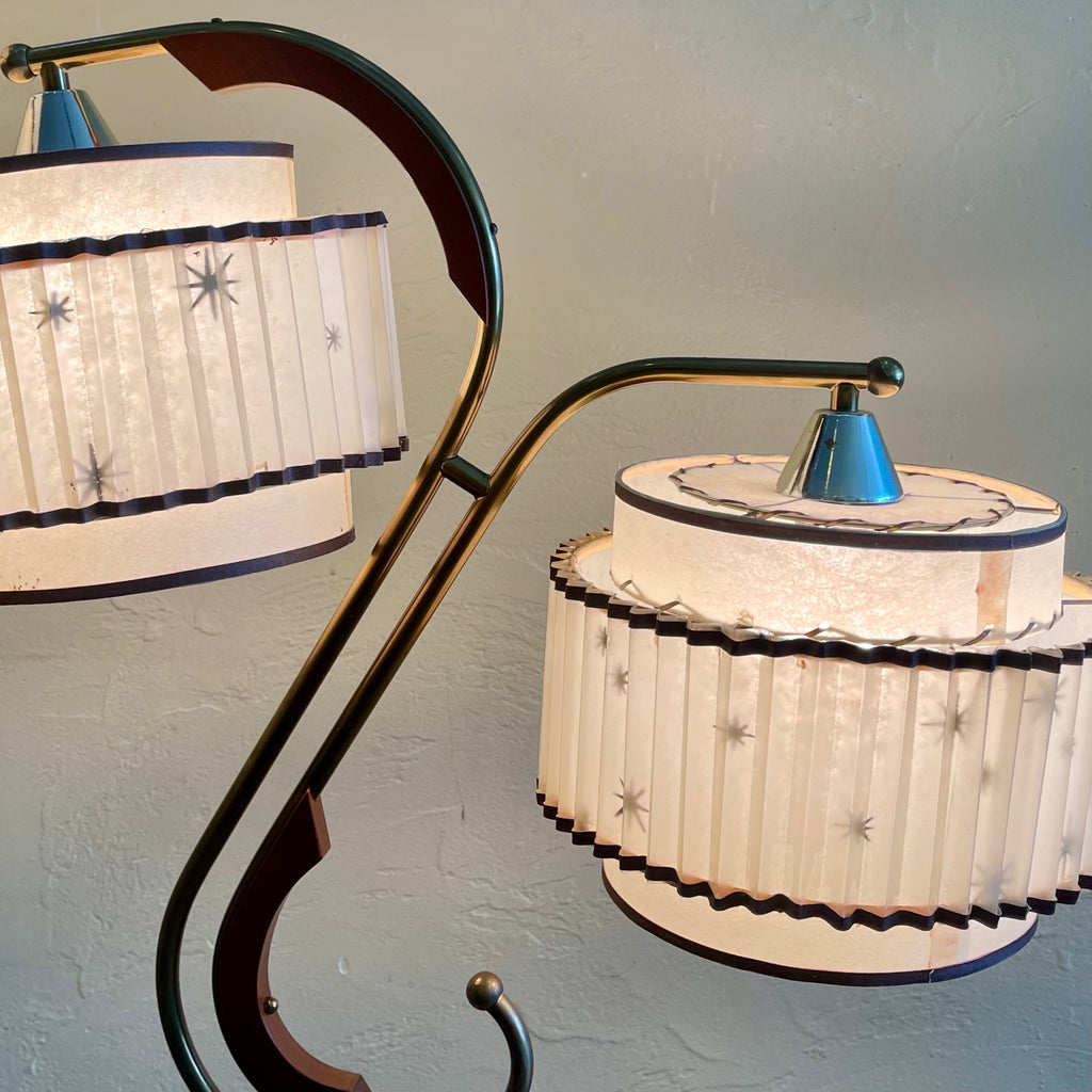 Midcentury Atomic 1950s Lamps with Starburst Pattern Shades Mr. Mansfield Vintage